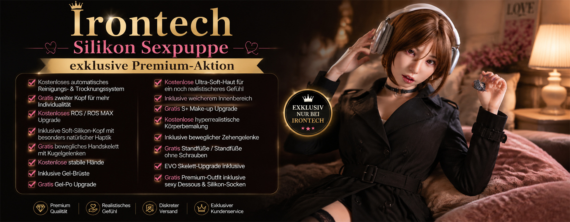 Irontech Silikon Sexpuppen exklusive Premium-Aktion