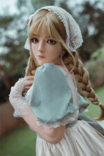 Süße Junge Blonde Maid Liebespuppe Kaufen mit grün weißem Faltenkleid