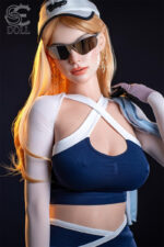 175 cm E-Cup SE Silikon Sex puppe Nora mit Sonnenbrille im coolen Stil
