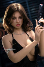 Agentinnen Cosplay Sexpuppe, Hand liegt eine Pistole