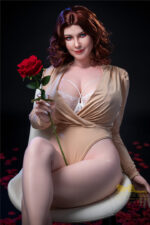 Geile sexpuppe mit Rose in der Hand